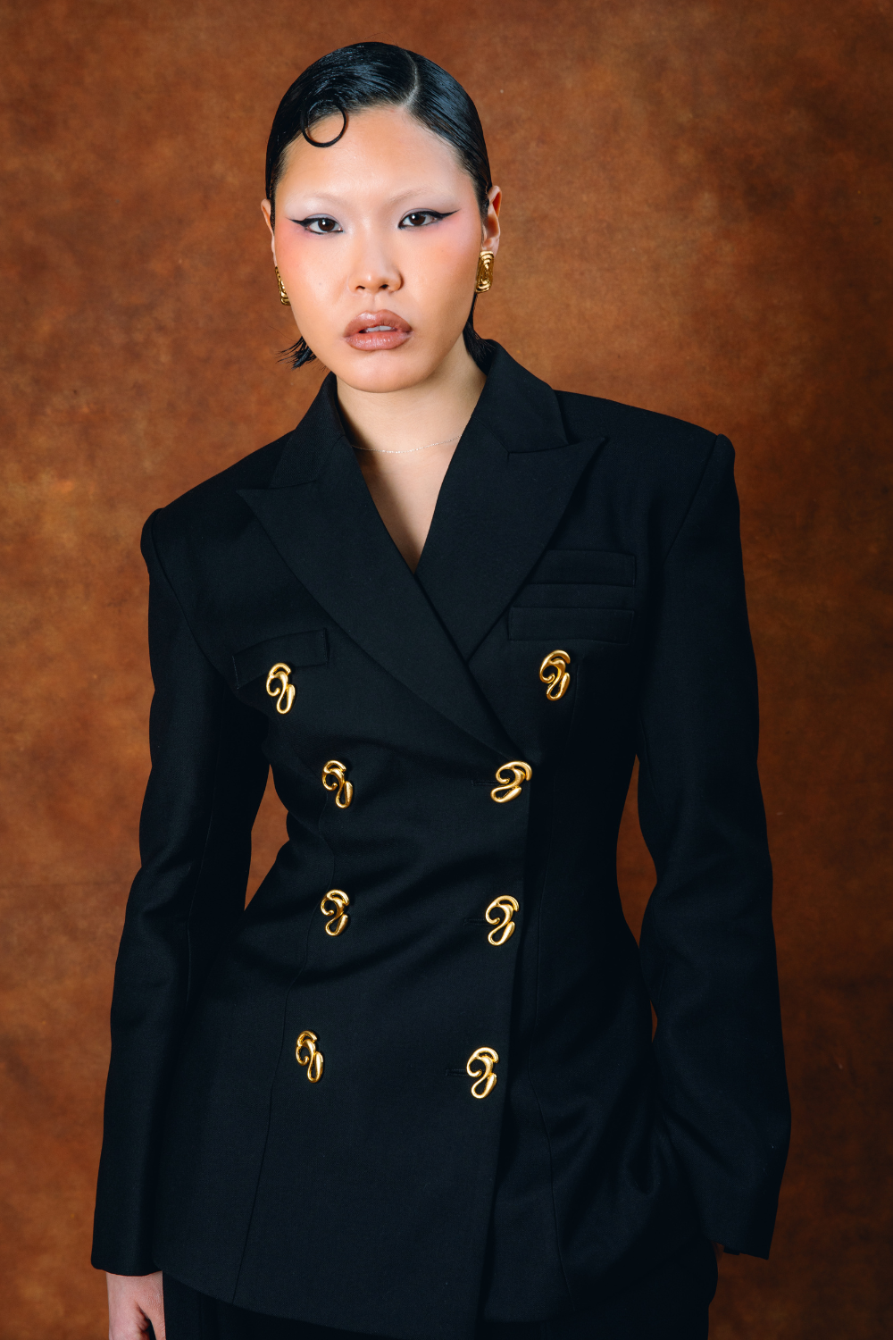 Odessa Structured Double-Breasted Jacket - Black – Kai Collective