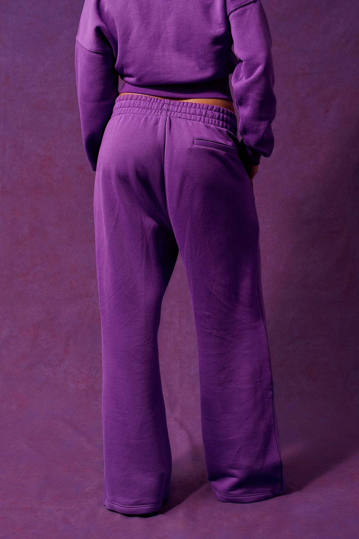 Kaia Logo Embroidered Cotton Wide Leg Sweatpants - Grape