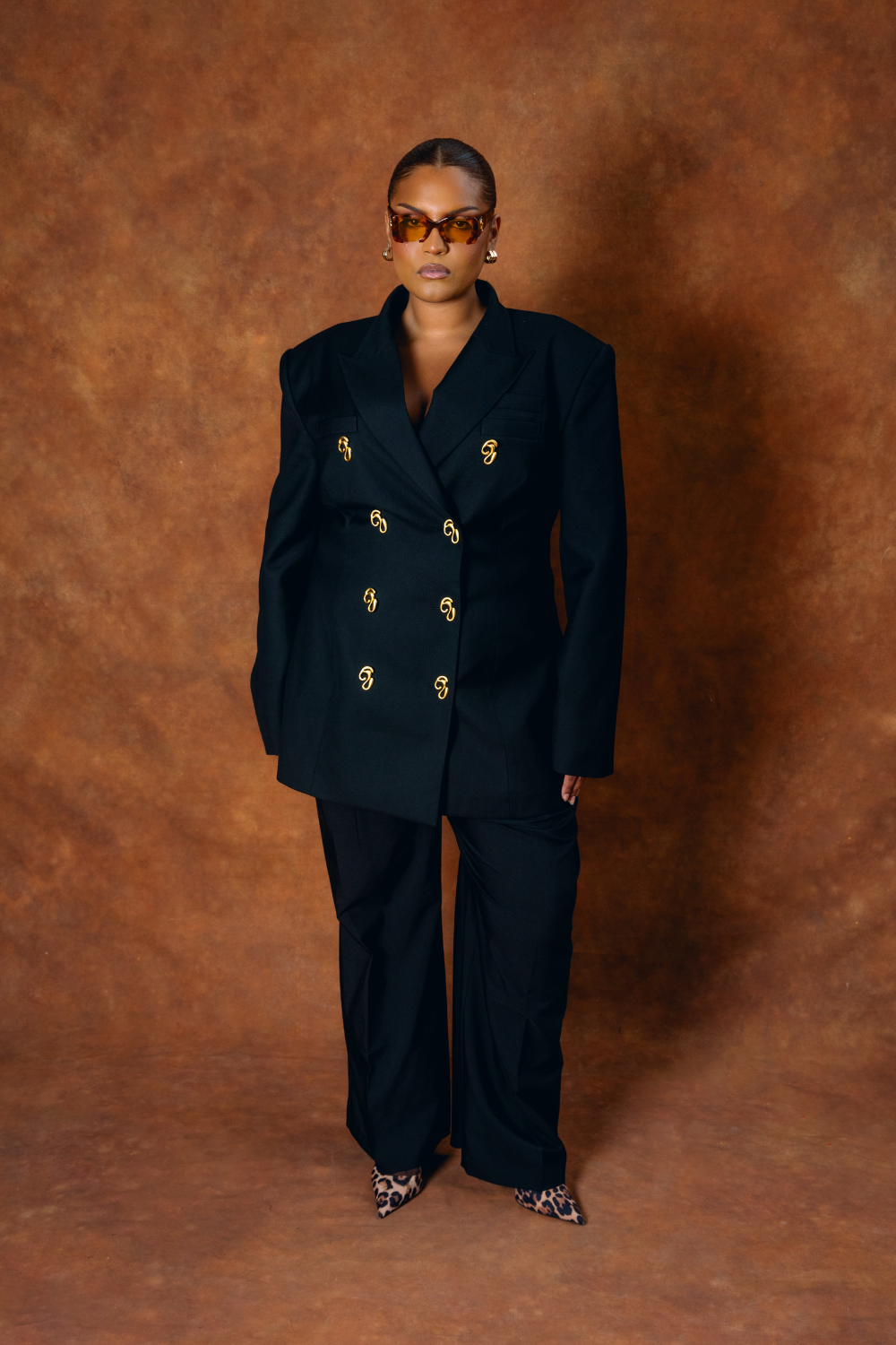 Odessa Structured Double-Breasted Jacket - Black