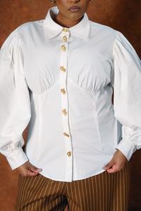 Sloane Sculpted Cotton Shirt - White