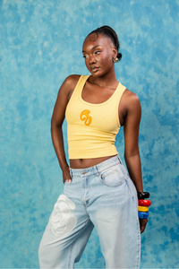 Nao Cotton Logo Embroidered Racer Back Vest Top -  Pineapple