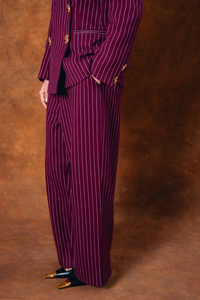 Robyn Pinstripe Trousers - Bordeaux