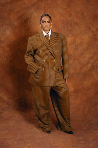 Robyn Pinstripe Trousers - Caramel