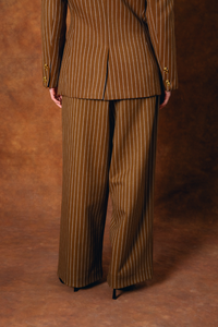Robyn Pinstripe Trousers - Caramel