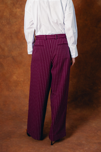 Robyn Pinstripe Trousers - Bordeaux
