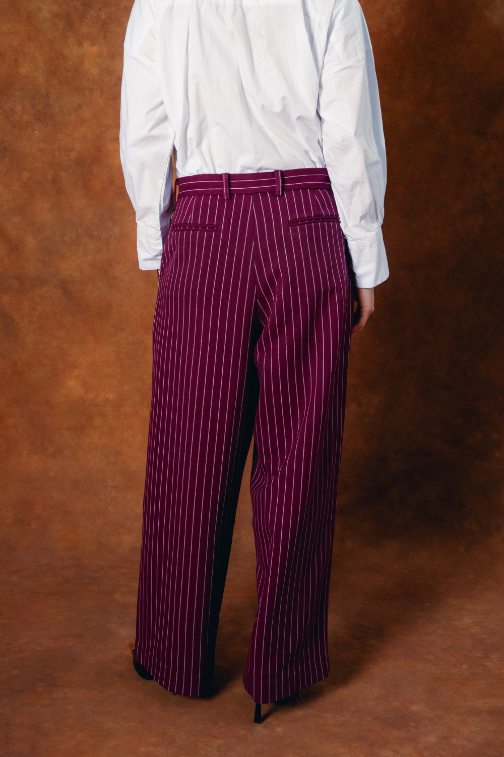 Robyn Pinstripe Trousers - Bordeaux