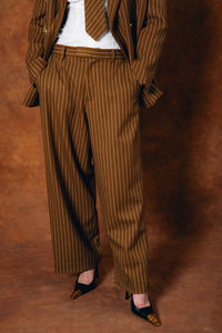 Robyn Pinstripe Trousers - Caramel