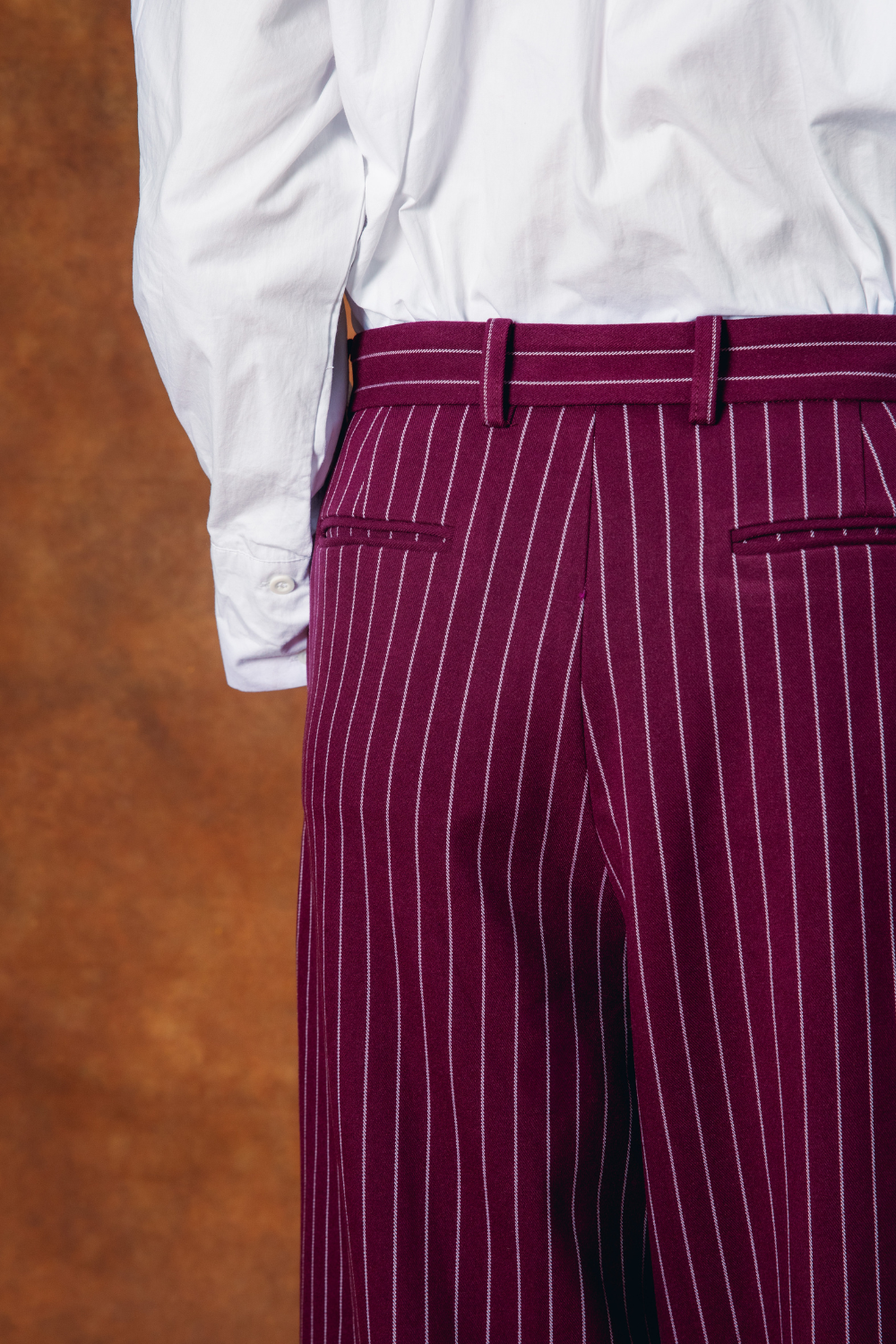 Robyn Pinstripe Trousers - Bordeaux