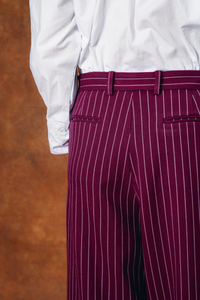Robyn Pinstripe Trousers - Bordeaux