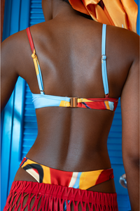 Kaikini Printed Bikini Bottoms - Isimi Print Blue