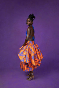 Adeola Printed Brocade Bubble  Skirt - Orange
