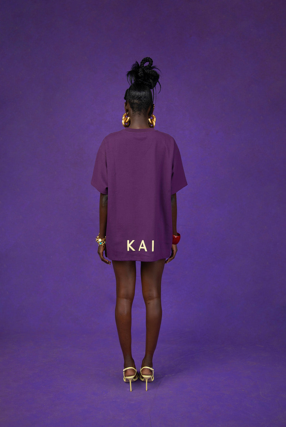 Kaili Oversized Cotton Logo Printed T-Shirt - Purple