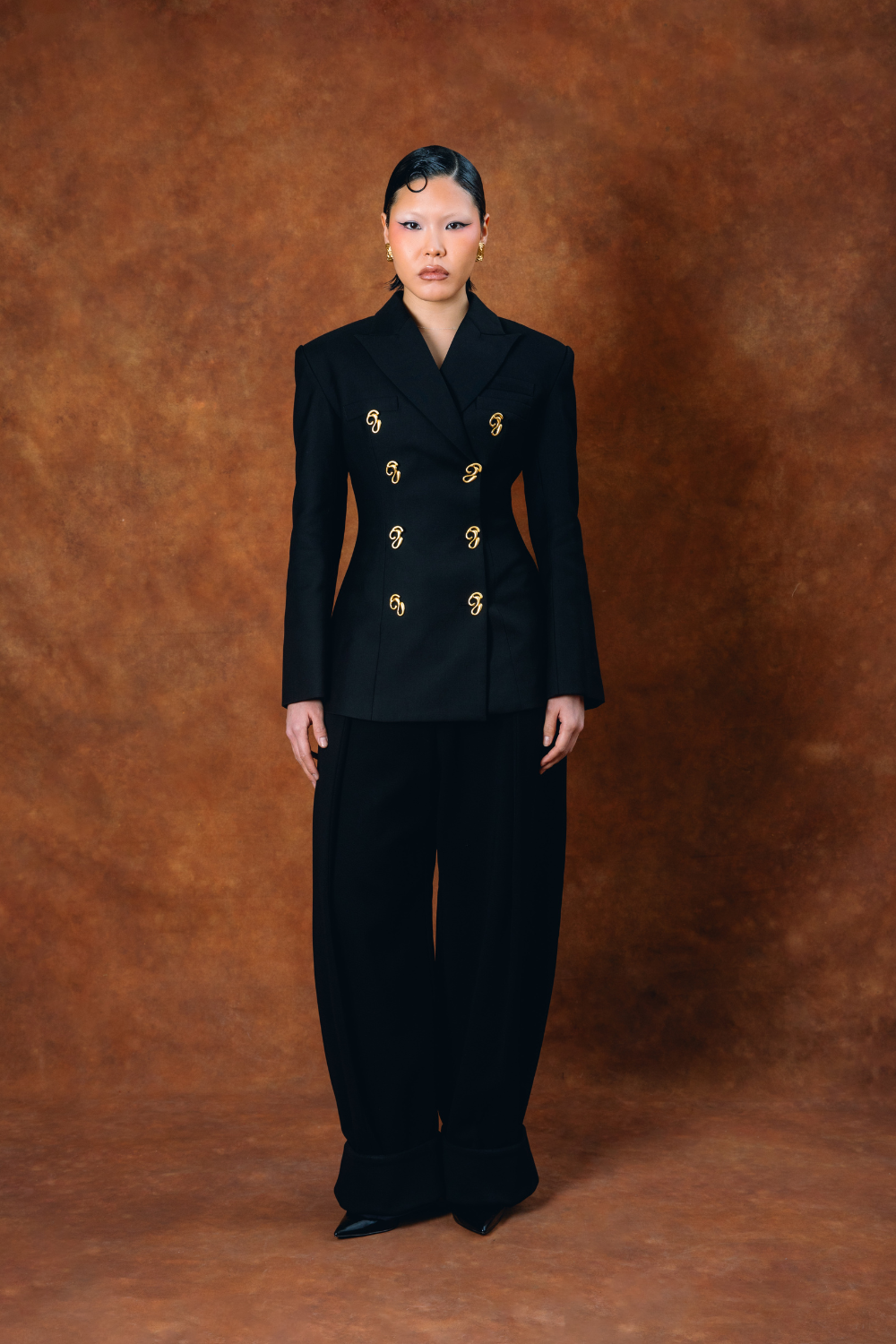 Odessa Structured Double-Breasted Jacket - Black