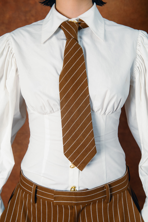 Robyn Pinstripe Tie - Caramel