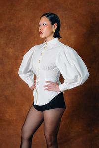 Sloane Sculpted Cotton Shirt - White