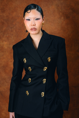 Odessa Structured Double-Breasted Jacket - Black