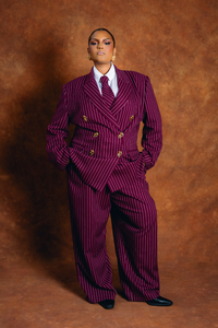 Robyn Pinstripe Trousers - Bordeaux