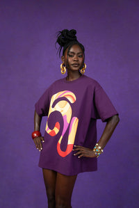 Kaili Oversized Cotton Logo Printed T-Shirt - Purple