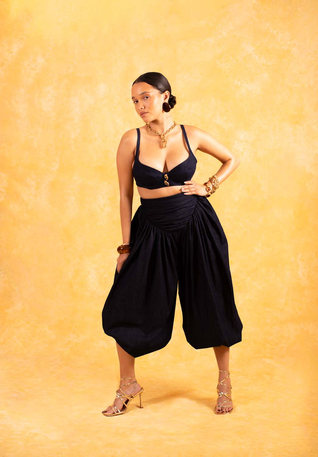 Noore Parachute Logo Embroidered Trousers - Denim