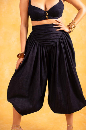 Noore Parachute Logo Embroidered Trousers - Denim