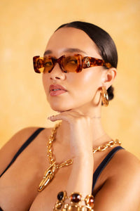 Suki Sculptural Statement Sunglasses - Tortoiseshell