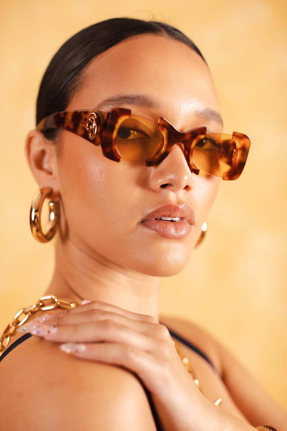 Suki Sculptural Statement Sunglasses - Tortoiseshell