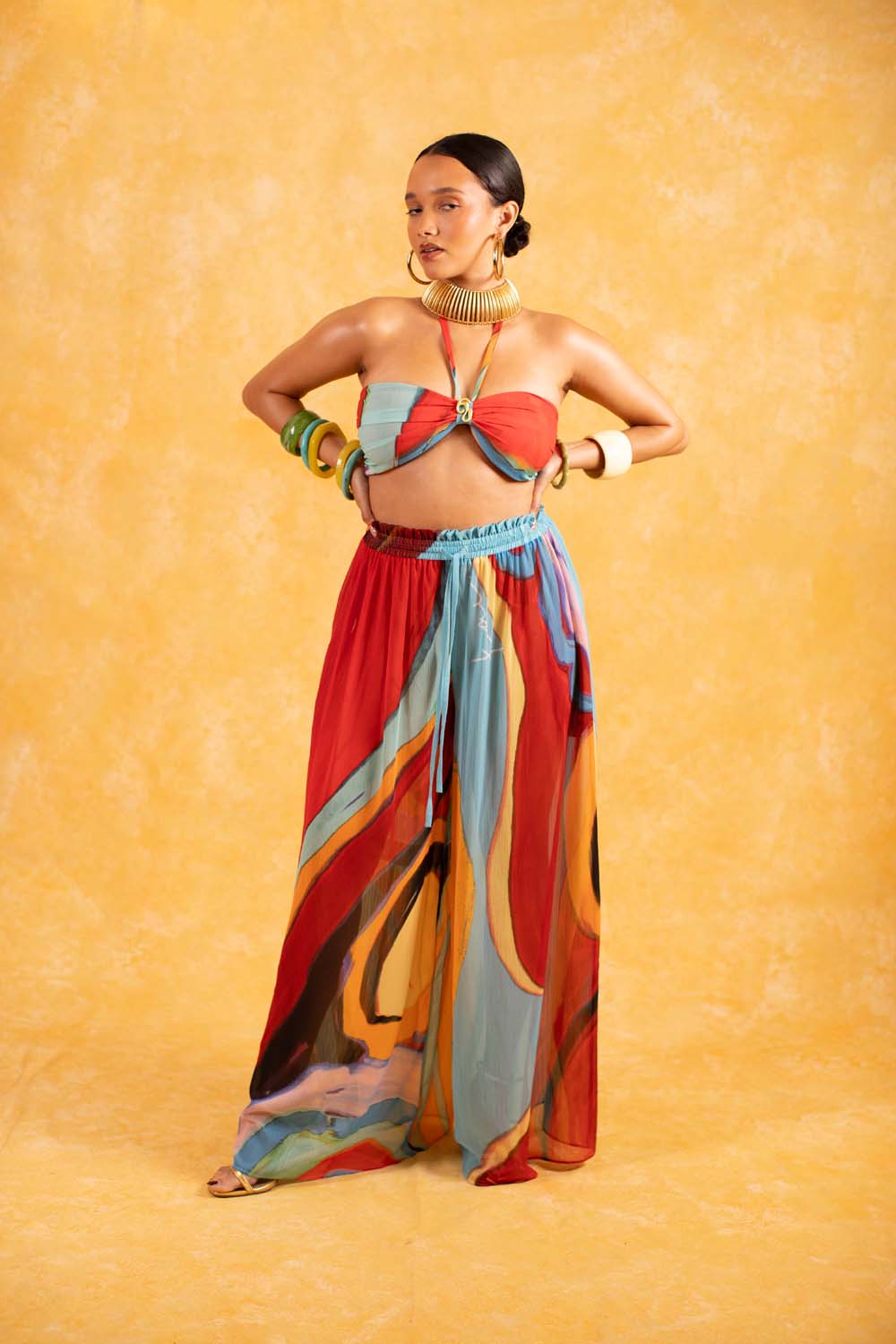 Noemie Halter Logo Printed Top - Isimi Print - Blue