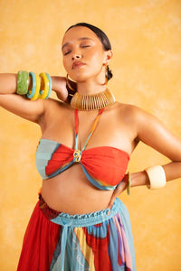 Noemie Halter Logo Printed Top - Isimi Print - Blue