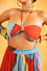 Noemie Halter Logo Printed Top - Isimi Print - Blue