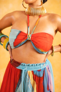 Noemie Halter Logo Printed Top - Isimi Print - Blue