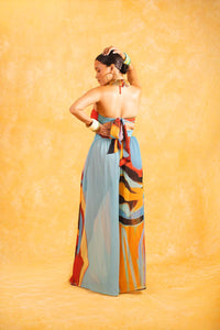 Noemie Halter Logo Printed Top - Isimi Print - Blue