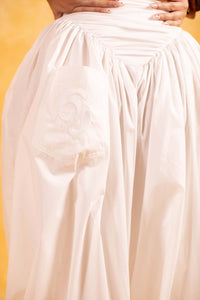 Noore Cotton Parachute Logo Embroidered Trousers - White