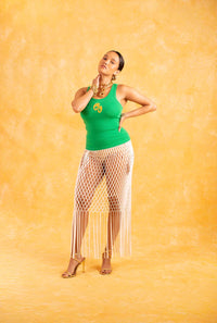 Nao Cotton Logo Embroidered Racer Back Vest Top - Forest Green