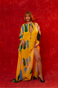 Mara Printed Mesh CutOut Kaftan - Lowla Print