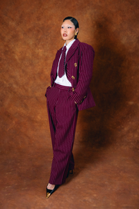 Robyn Pinstripe Tie - Bordeaux
