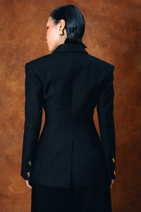 Odessa Structured Double-Breasted Jacket - Black