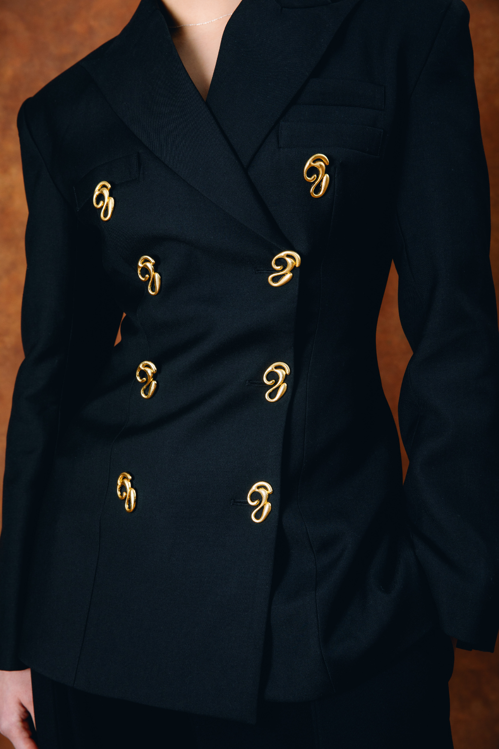 Odessa Structured Double-Breasted Jacket - Black