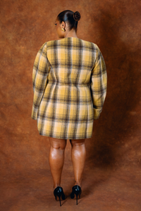 Monroe Checkered Double-Breasted Mini Dress - Gold