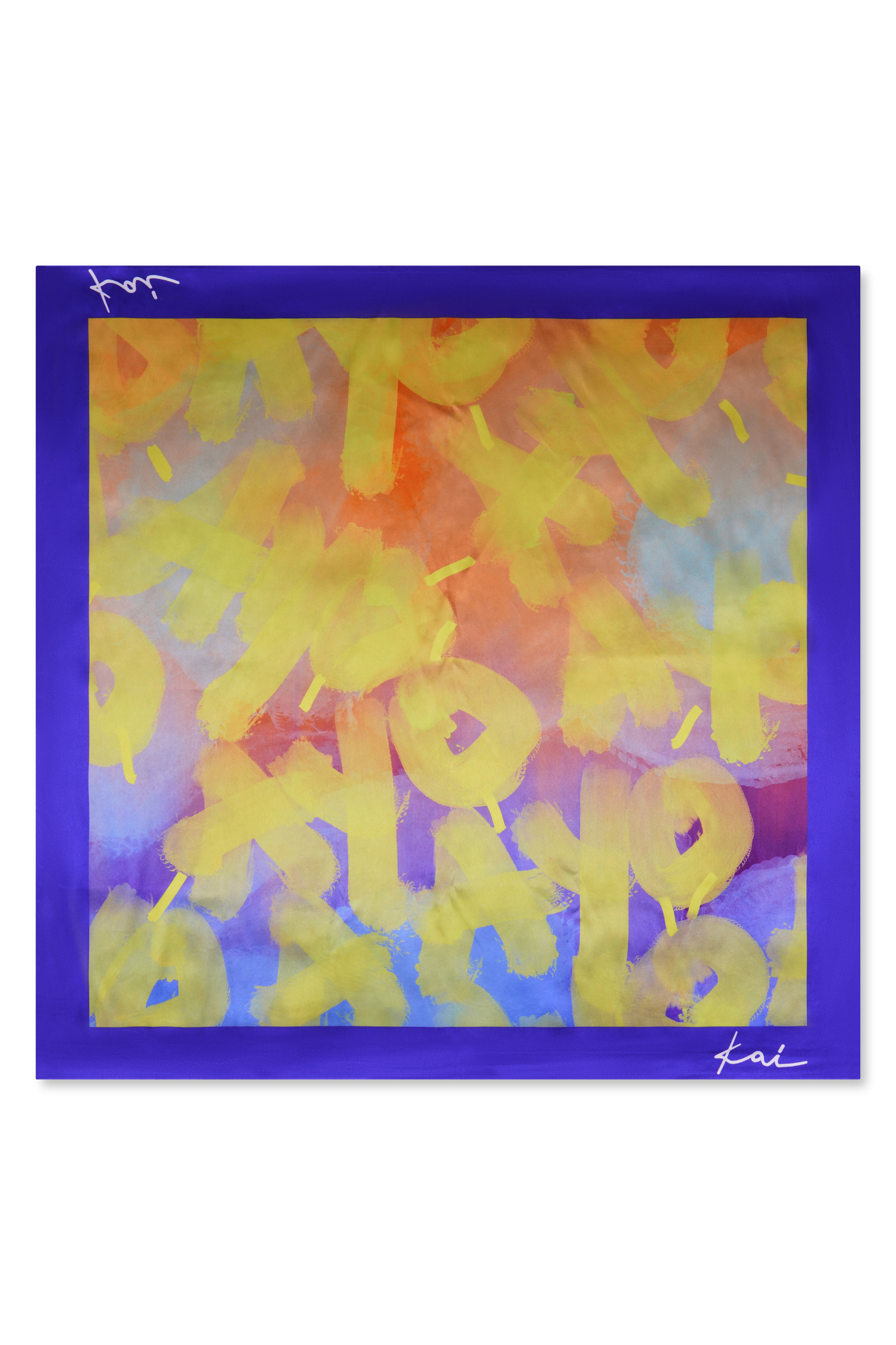 Elysia Silky Satin Scarf - Ayo Print - Yellow