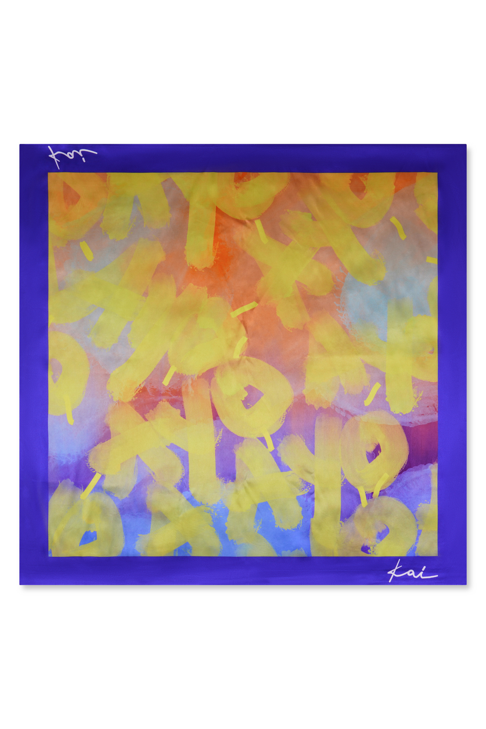 Elysia Silky Satin Scarf - Ayo Print - Yellow