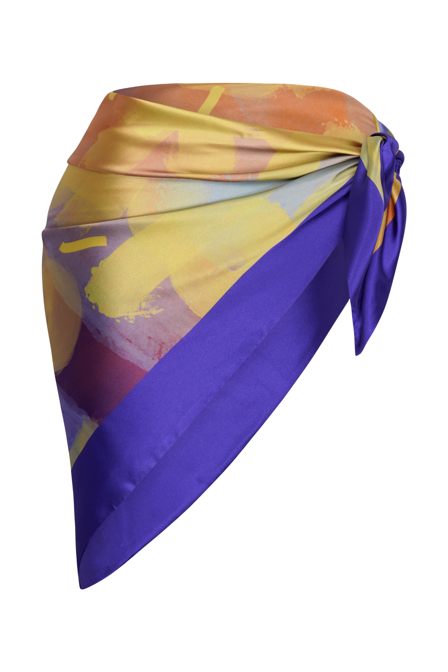 Elysia Silky Satin Scarf - Ayo Print - Yellow