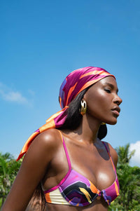 Elysia Silky Satin Scarf - Isimi Print - Magenta