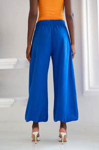 Kaia Logo Embroidered Cotton Parachute Sweatpants - Cobalt