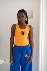 Nao Cotton Logo Embroidered Racer Back Vest Top - Orange