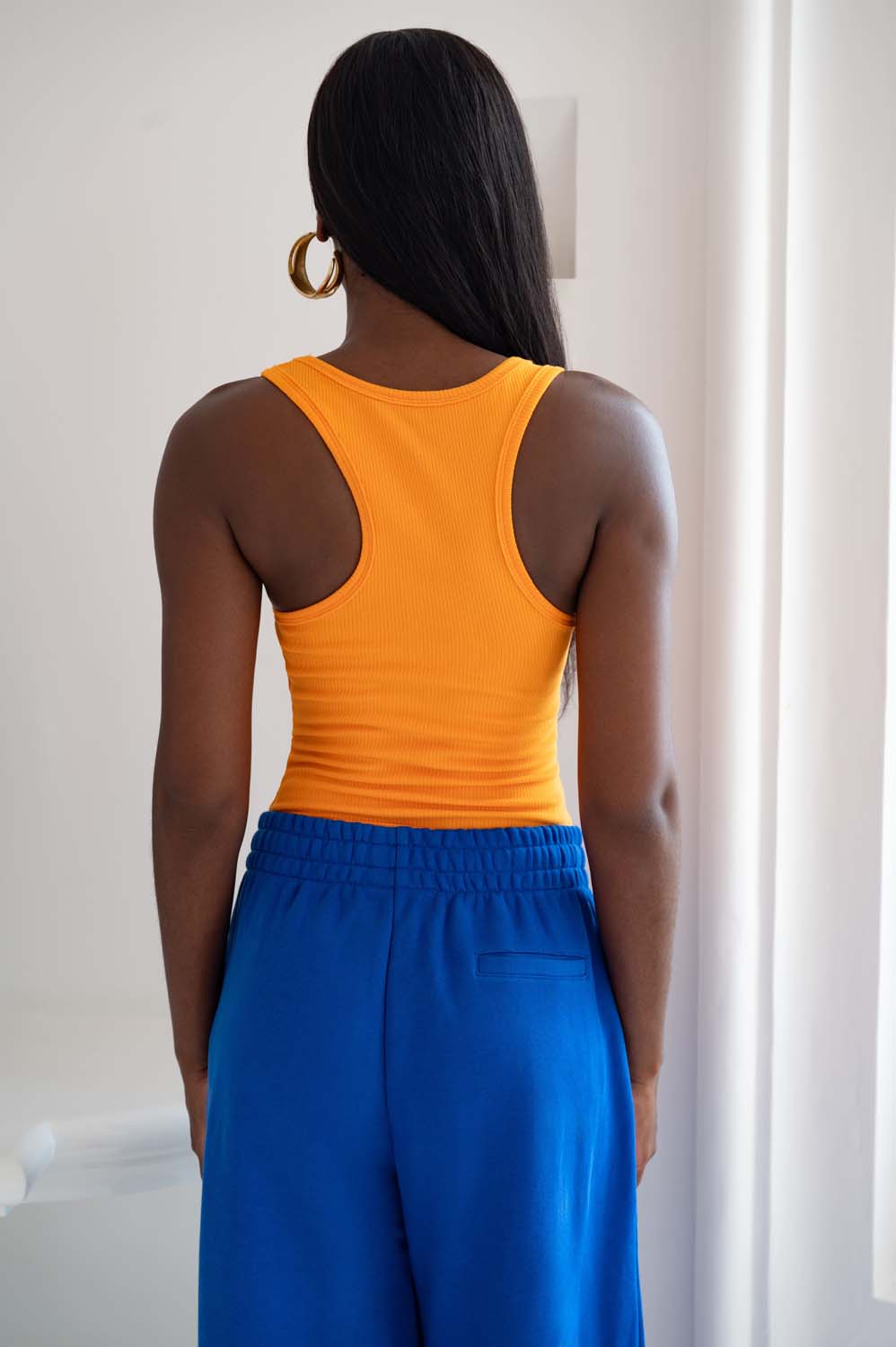 Nao Cotton Logo Embroidered Racer Back Vest Top - Orange