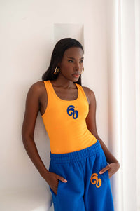 Nao Cotton Logo Embroidered Racer Back Vest Top - Orange