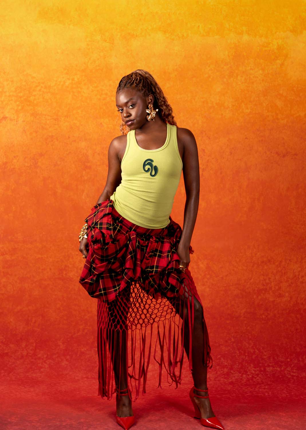 Nao Cotton Logo Embroidered Racer Back Vest Top -  Matcha