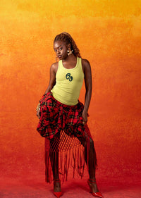 Nao Cotton Logo Embroidered Racer Back Vest Top -  Matcha