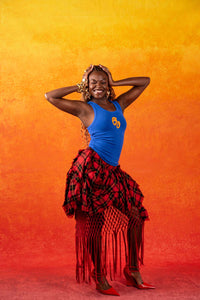 Nao Cotton Logo Embroidered Racer Back Vest Top - Cobalt