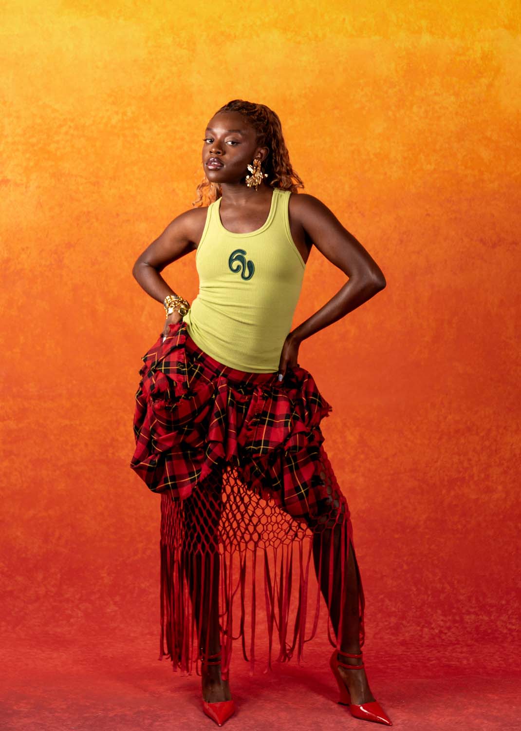 Nao Cotton Logo Embroidered Racer Back Vest Top -  Matcha